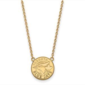 14K Gold Plated S.S. MLB Toronto Blue Jays LG Disc Necklace, 18 Inch